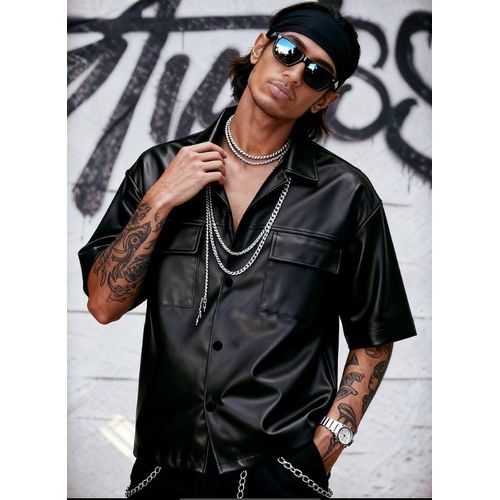 Fashion Ray Page Faux Leather Jacket-Black - image 3