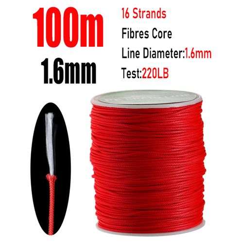 Generic Wifreo 100meter PE Braidedist Hooks Line Saltwater Fishing Jiing  Hook DIY Trolling Lure Tied Line Rope/Cord Fibre 1.6mm Red