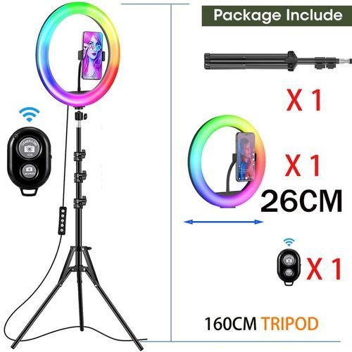 Generic 10inch Dimmable RGB LED Selfie Ring Light With Tripod