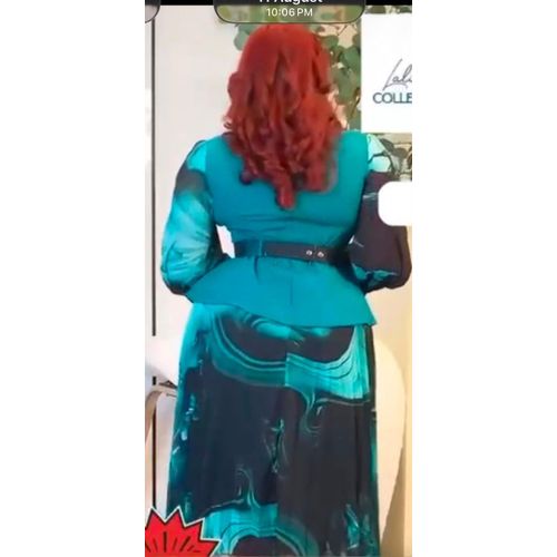 Markiss green n black flowered gown 46 - image 2