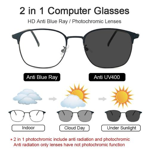 Fashion Photochromic Anti Radiation Eyeglass Metal Computer Glasses ...