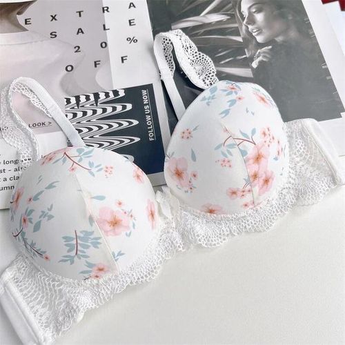 Generic Sexy Quality Bras For Women Silk Lace Flower Print Brassiere Push Up  Large Size Underwear Female Brasieres Para Mujer Bralette