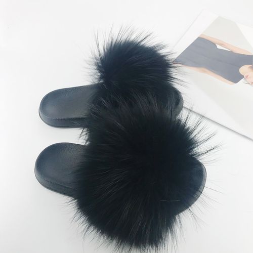 Buy Wholesale China Furry Fox Fur Slippers Female Summer Flip Flop