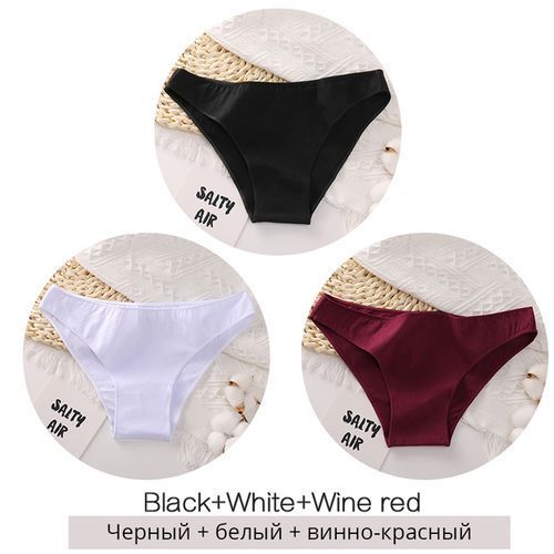 Fashion 3PCS/Set Cotton Underwear Women M_2XL Comfortable Panties Ladies  Plus Size Underpants Solid Color Briefs Female Lingerie(#3pcs Set 7)