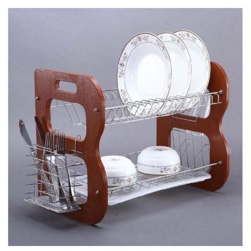 product_image_name-Generic-"16" 2 Layer Dish Drainer With Utensils And Glass Holder-1