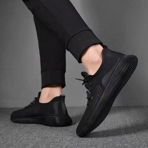 Korean Men's Fashion Casual Leather Shoes Men All-Match Black Sneakers Shoes  | eBay