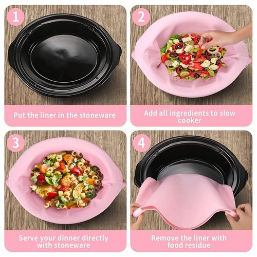 Reusable Silicone Slow Cooker Liners Divider Leakproof Heat-Resistant Slow  Cooker Insert Cooker Accessories for Most 6-8 QT Pot