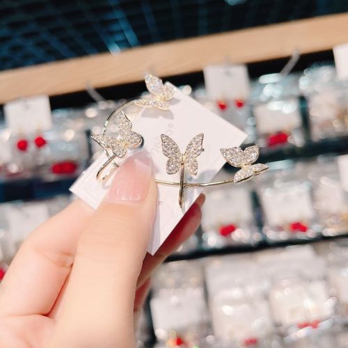 product_image_name-Fashion-Zircon Butterfly Earring Cute Butterfly Ear Clip Adjustable Ear Cuff Earrings For Women No Piercing Ear Clip-3