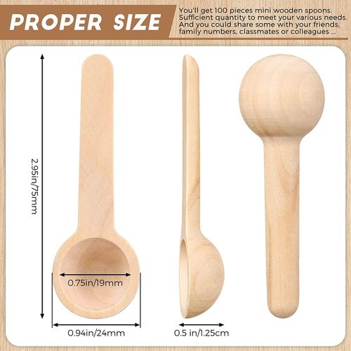 100 pcs Wooden Small spoons Spices Ice Cream Honey Jam Salt Spoon Utensils  New