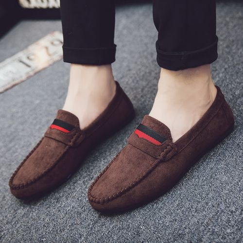 Fashion Newest Flat Men's Casual Shoes Korean Loafers Shoes-Brown ...