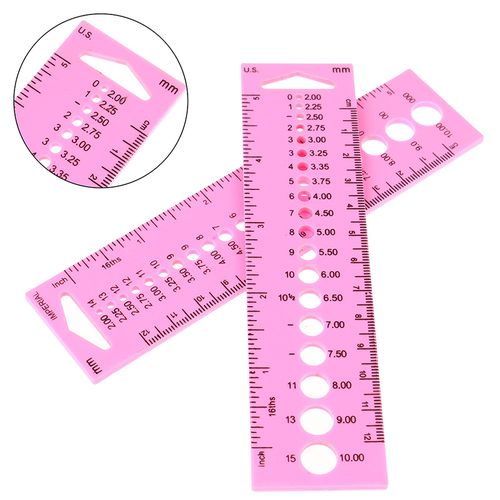 Plastic Ruler Knitting Needle Gauge Inch Cm mm Ruler Tool All in