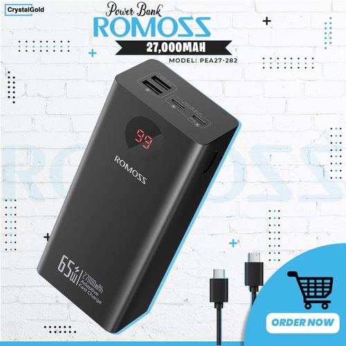 product_image_name-Romoss-65W PD Fast Charge 27000mA USB-C Portable Powerful Laptop Power Bank-1