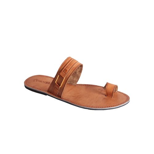 open toe leather slippers for men