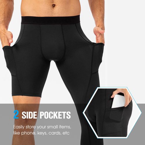 Men One Leg Tight Pants 34 Leggings Athletic Base Layer Men