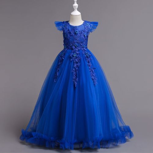 Birthday Party Dress Train Pageant Ball Gowns For Children Tulle Flower  Girl Dresses