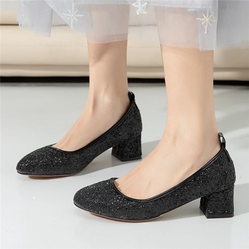 Fashion Med High Heels Women Square High Heel Shoes Pumps Stiletto Woman  Party Wedding Shoes Kitten Heels Small Plus Size 30 - 47