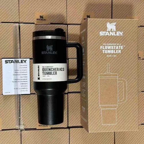 Generic Stanley Cup Quencher Flip Straw Stainless Steel - Mug Black