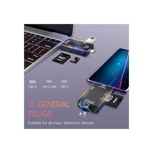 Generic 6-in-1 USB 2.0 Type C Card Reader -Computer Accessories -Black - image 5