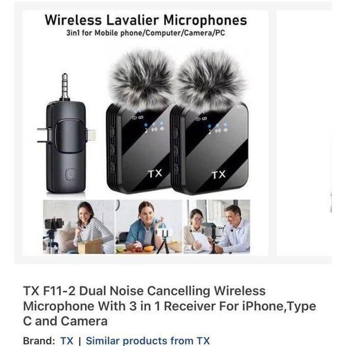 product_image_name-Generic-portable 2 Dual Noise Cancelling Wireless Microphone With 3 in 1 Receiver For iPhone,Type C and Camera-2