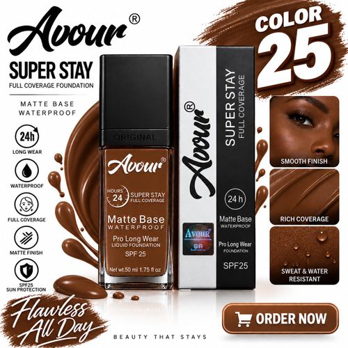 Avour Waterproof Matte Base Superstay Full Coverage Foundation color 25