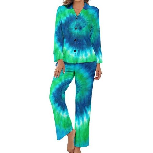 Generic Spiral Tie Dye Pajamas Women Rainbow Cute Nightwear Autumn Long Sleeve 2 Pieces Aesthetic V Neck Design Pajama Sets Jumia Nigeria