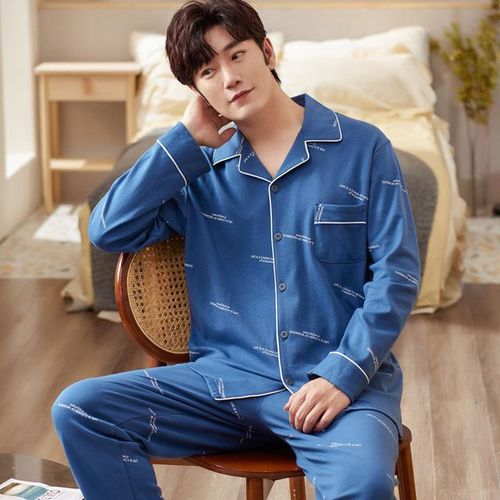 Generic Spring Autunm Male Long Sleeve Print Cotton Homewear