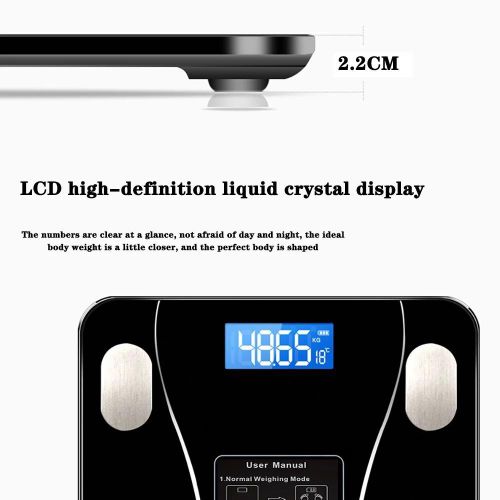 Generic Bluetooth Smart Bathroom Scale Digital Body Fat Weight Scale BMI Analyzer Rechargeable Tempered Glass 180KG - image 3