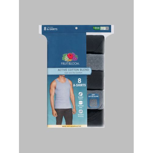 Fruit Of The Loom 8pack Black And Grey Singlet