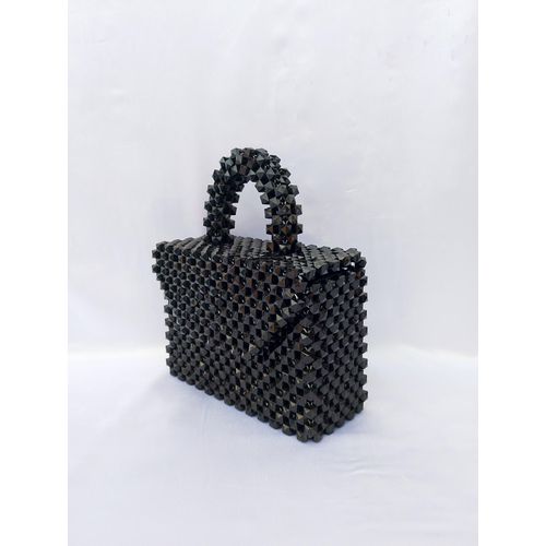 product_image_name-Fashion-Elegant Handmade Beaded Mini Handbag for Women – Black Party & Evening Bag-1