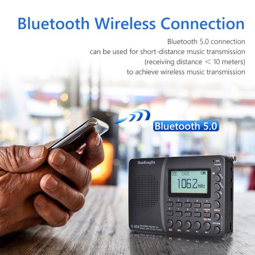 Universal - Radio portable professionnelle mini HRD 603 AM/FM/SW/BT/TF radio  de poche USB MP3 magnétoscope numérique Bluetooth bon récepteur sonore -  Radio - Rue du Commerce