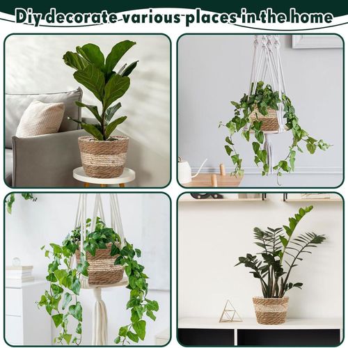 Generic Woven Plant Baskets, 3 Size Round Seagrass Planter Pots with Plastic Liners - image 7
