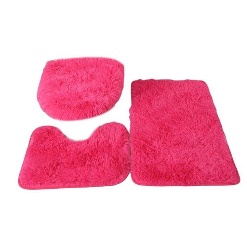 3pcs/set Solid Color Bathroom Mat Set Fluffy Hairs Bath Carpets Toilet Soft  Non Slip Rug Toilet Lid Cover Rugs Floor Mats Kit - AliExpress