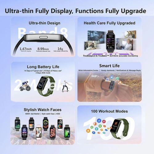 New Huawei Band 8 Smart Band 1.47 AMOLED Blood Oxygen 2 Weeks Battery Life