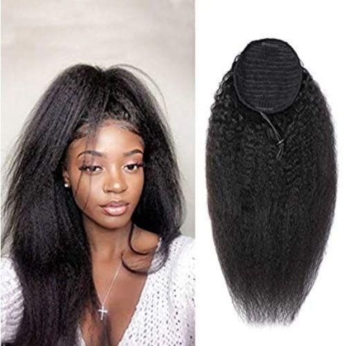 Fashion Straight Yaki Kinky Ponytail Wrap Drawstring