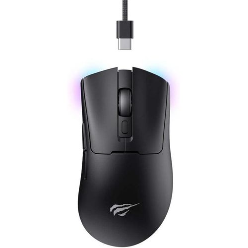 Havit Rechargeable MS966WB Quad-Mode Gaming Mouse, 10,000 DPI, RGB, Bluetooth, 2.4GHz Wireless, USB-C, Black - image 2