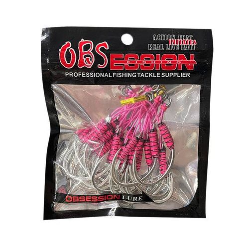 Generic Obsession 10pairs/lot Bkk High Carbon Metal Jigging Assist Hooks Uv  Luminous Pe Line Pike Jig Lure Saltwater Fishing Hook Pesca