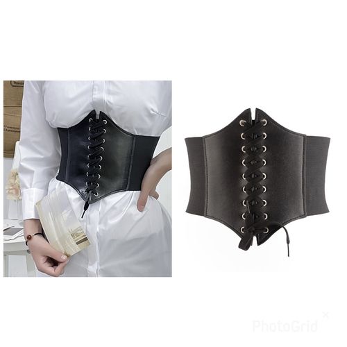 Fashion LEATHER CORSET BUSTIER ELASTIC FASHION WAIST BELT