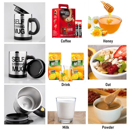 400ml Self Stirring Mug with Lid Automatic Stirring Coffee Cup Electric Stainless Steel Self Mixing Coffee Cup for Coffee Milk Cocoa Hot Chocolate Tea