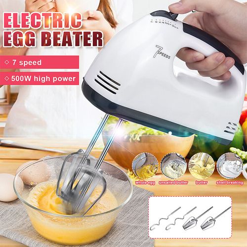 7-Speed Electric Hand Mixer with Dough Hooks, Beaters, and Whisk - Easy  Mixing and Baking, 220V, White