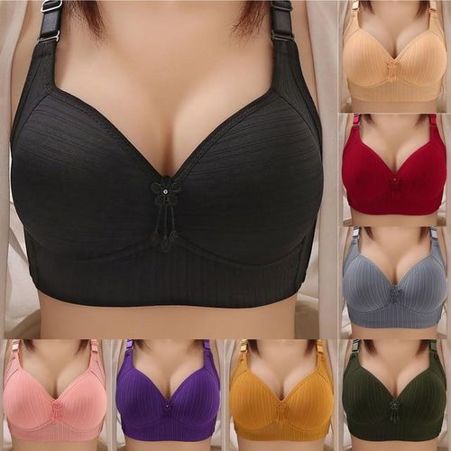 EHQJNJ Wireless Bra Middle Aged and Elderly Womens Large Size underwear  without Steel Ring Comfortable Bra Sports Bras for Women Large Bust  Adjustable 