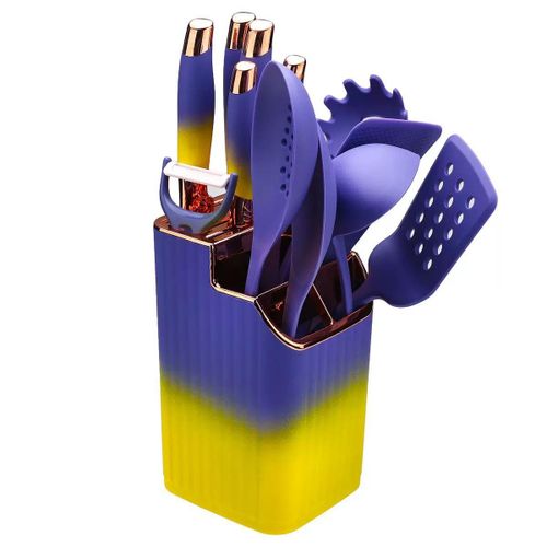 product_image_name-Generic-Luxury 12-Piece Non-Stick Silicone Kitchen Utensil Set with Knife Block-1