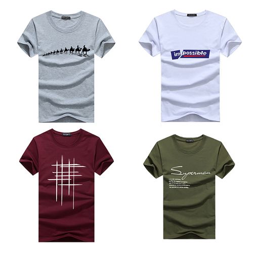 Fashion Printing Mens T-shirts Combo Of 4(gray/white/green/wine ...