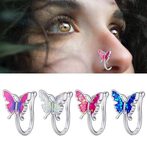 Amazon.com: Erimberate Punk Nose Ring Hoop Gold Clip On Nose Ring Butterfly  Non Piercing Nose Ring Butterfly Nose Ring Hoop Jewelry for Women and Girls  Gifts : Clothing, Shoes & Jewelry