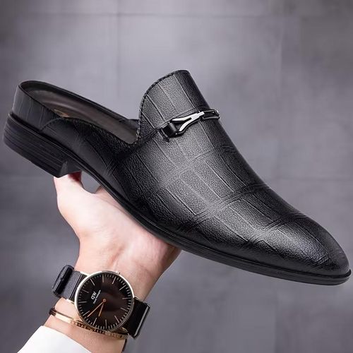 Fashion stylish black men’s mule loafer