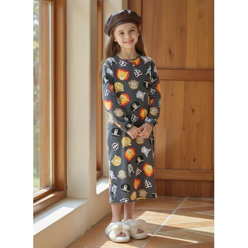 product_image_name-Fashion-Kids' Pure Cotton Pajamas for Girls and Boys, Fat Children Spring and Autumn Children's Dress, Pure Cotton Long Sleeve Long Skirt, Loose Home Dress-1