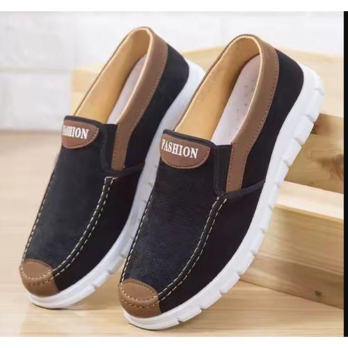 product_image_name-Men'S-Outdoor Trendy Men Casual Comfortable Slip om Sneakers - Simple Office Wear Canvas For Men - Size - Black-6