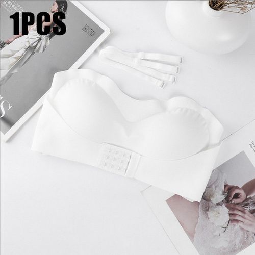 Fashion Strapless Bra For Woman Invisible Tube Tops Seamless Breathable Wireless  Brassiere Push Up Bras Lingerie For Wedding(#White-1PCS)