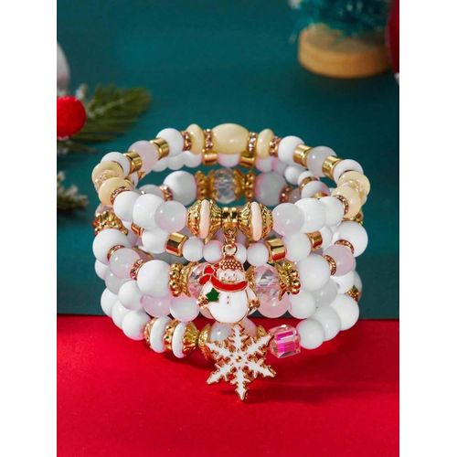 product_image_name-Fashion-White five-piece stacked bracelet set, understated luxury gold accessory bracelet set-1