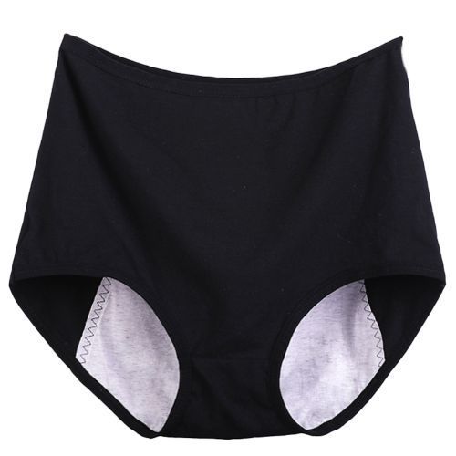 Fashion Women Casual High Waist Menstrual Period Leak Proof Underwear  CottonBriefs-Black