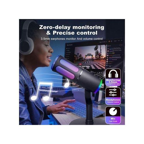 product_image_name-Generic-Content Creation Rgb Colors Changing USB/USB C Condenser Microphone for Podcast Recording, PC Computer Gaming Streaming Mic with RGB Light, Reverb Effects, Headphones Jac k, Desktop Stand, Vocal Mic for Singing YouTube PS5-2